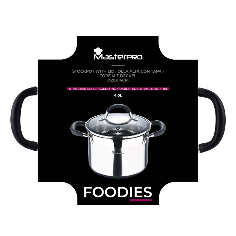 MASTERPRO Hrnec s poklicí nerez FOODIES 20 cm 4 litry BGMP-1505-BK - thumb (1)