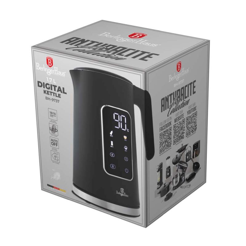 BERLINGERHAUS Rychlovarná konvice s regulací teploty digitální 1,7 l Antracit Collection BH-9737