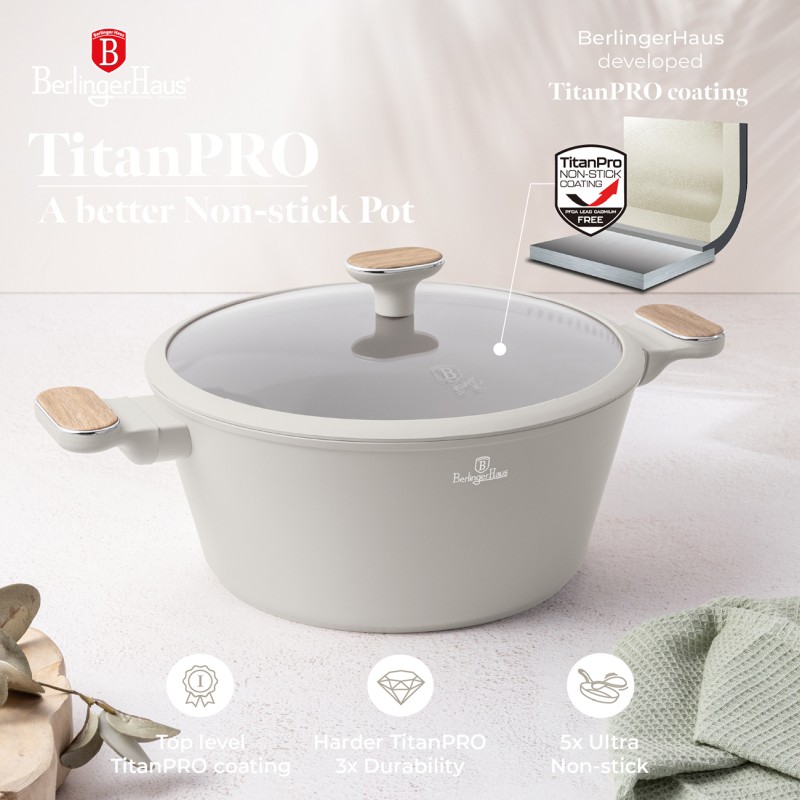 BERLINGERHAUS Sada nádobí s titanovým povrchem 15 ks Sahara Nordic Collection BH-8325