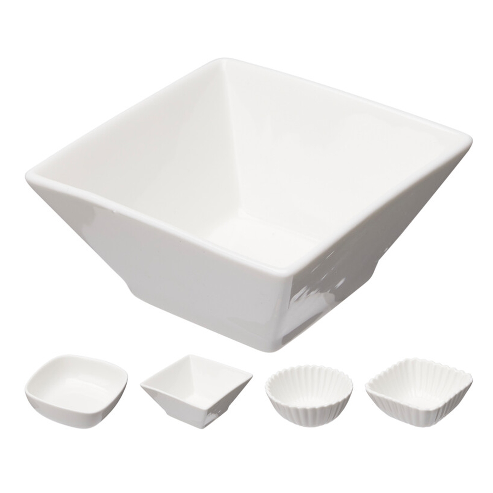 SIAKI Miska na pochutiny porcelán sada 6 ks čtverec reliéfní KO-798000250ctre