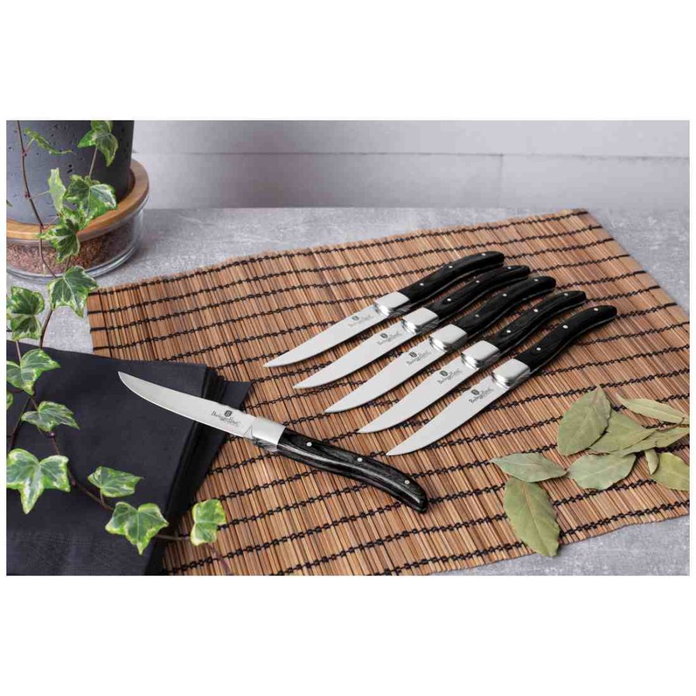 BERLINGERHAUS Sada steakových nožů 6 ks černá rukojeť Laguiole Collection BH-2469