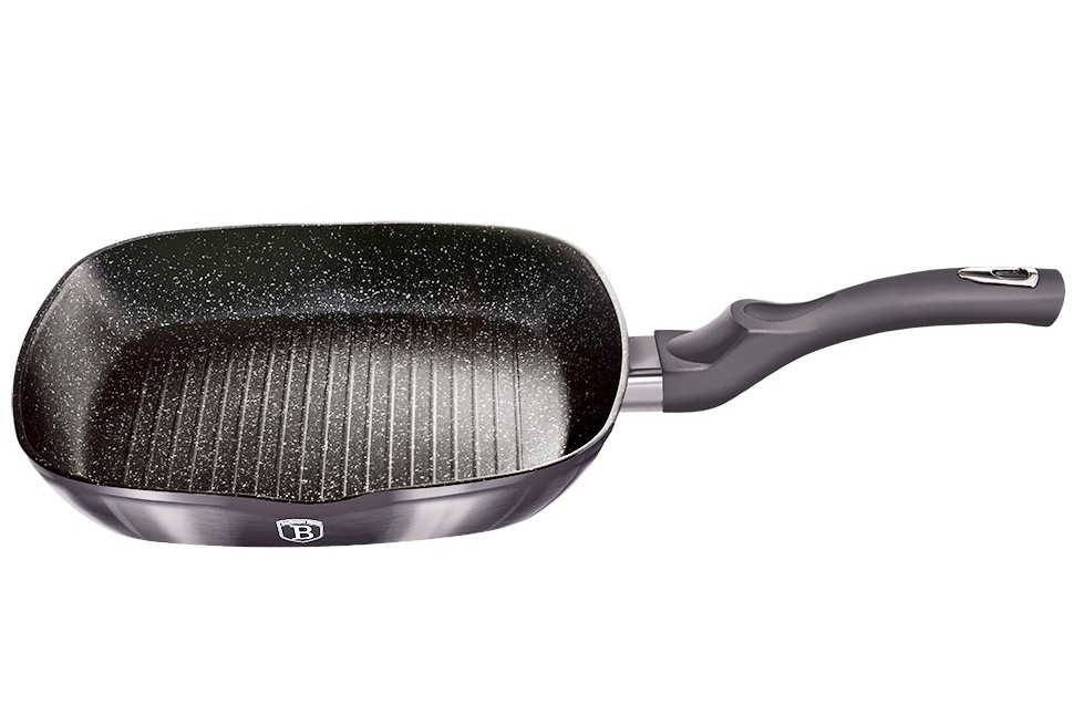 BERLINGERHAUS Panvica grilovacia s mramorovým povrchom a pokrievkou 28 cm Carbon PRO Line BH-6909