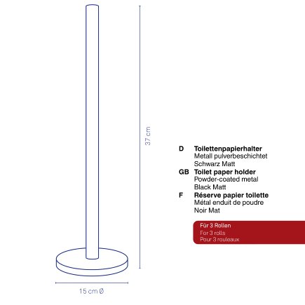KELA Držiak toaletného papiera Carta kovový čierny 37,0 cm 15,0 cm KL-22825