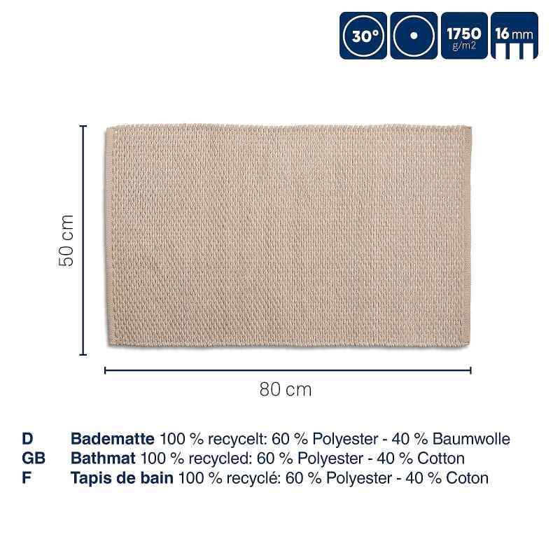 KELA Koupelnová předložka Miu směs bavlna/polyester zakalená růžová 80,0x50,0x1,0cm KL-24725
