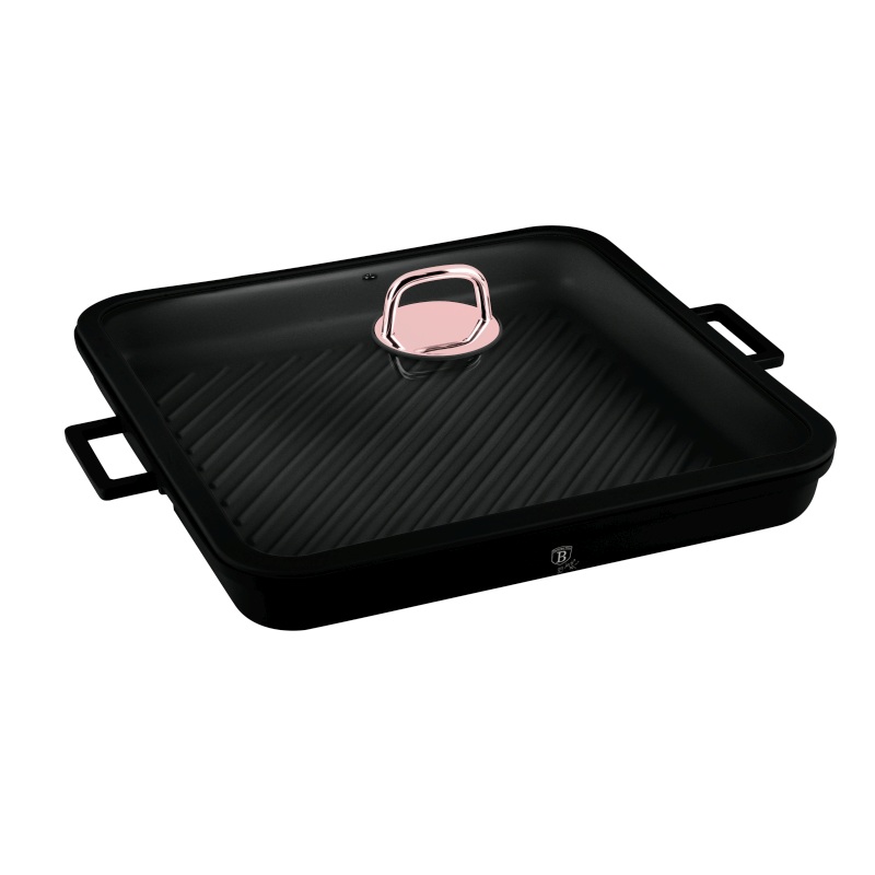 BERLINGERHAUS Pánev grilovací s titanovým povrchem a poklicí 34 cm Black Rose Collection BH-7789