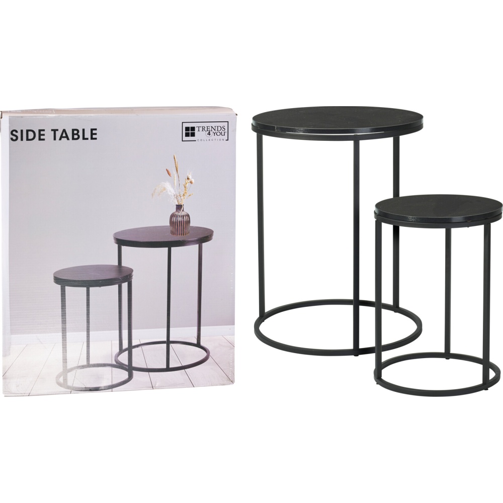 H & S COLLECTION Stolek odkládací kov/MDF černá/bílá KO-MB9000050