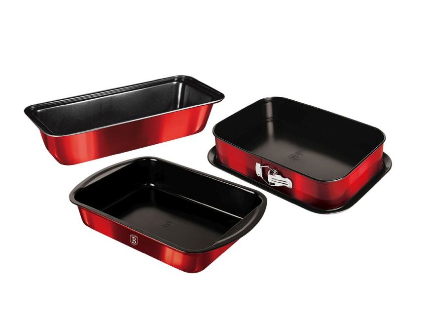 BERLINGERHAUS Sada pečicích forem s titanovým povrchem 3 ks Burgundy Metallic Line BH-7632