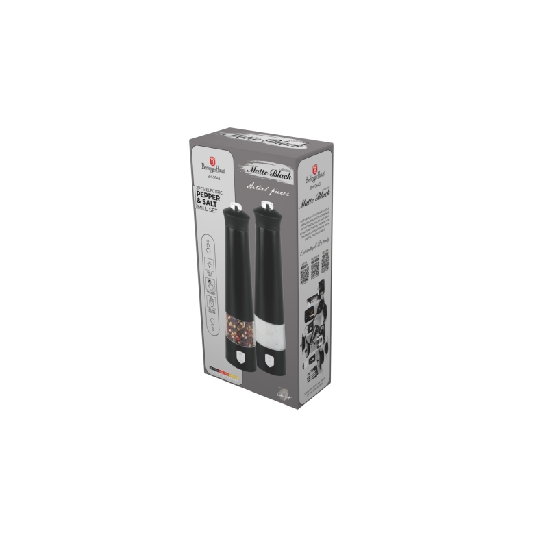 BERLINGERHAUS Mlýnek na pepř a sůl elektrický sada 2 ks Matte Black Collection BH-9543