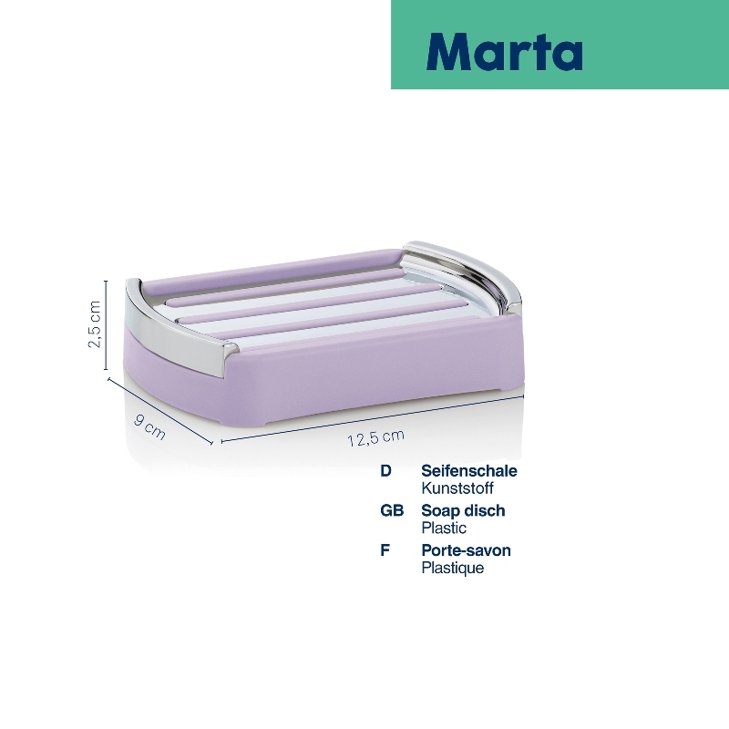 Miska na mýdlo Marta plast, fialová 12,5x9x2,5 cm KL-24544 - thumb (2)