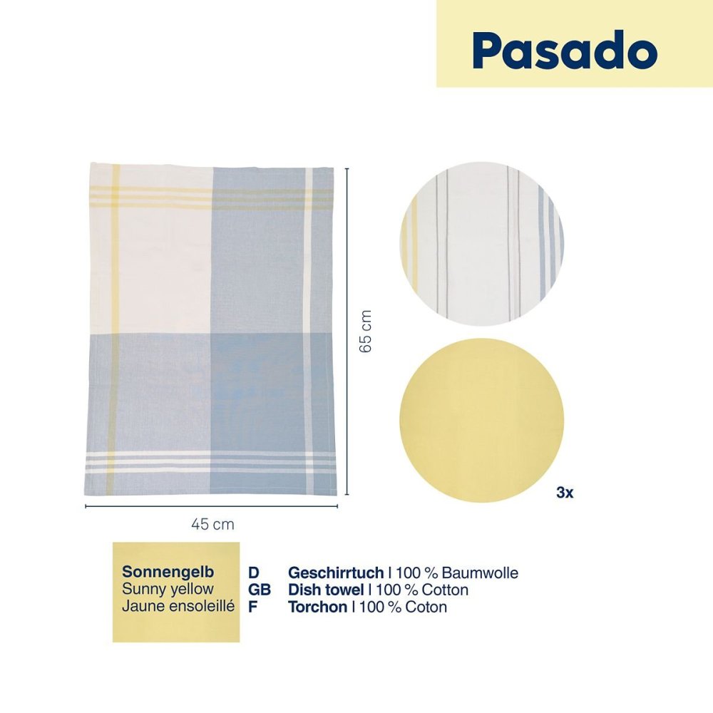 Utěrka na nádobí PASADO sada 3 ks žlutá  65 x 45 cm

 KL-15975 - thumb (2)