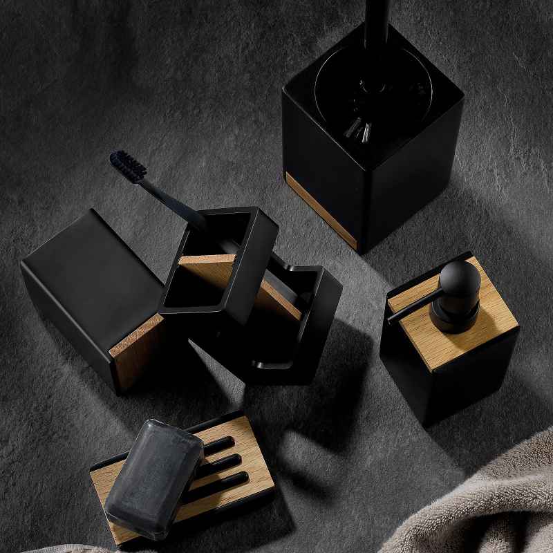 KELA WC sada Cube polyresin čierna KL-23690