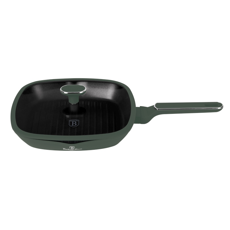 BERLINGERHAUS Pánev grilovací s titanovým povrchem a poklicí 28 cm Matte Green Collection BH-8162