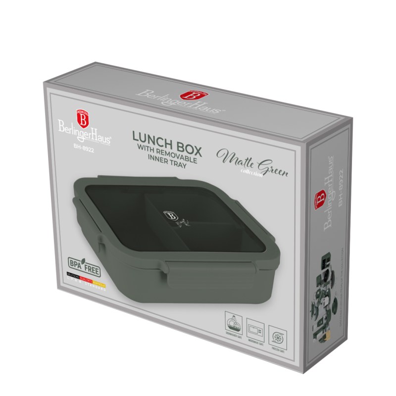 BERLINGERHAUS Svačinový box 24 x 18 cm Matte Green Collection BH-8922