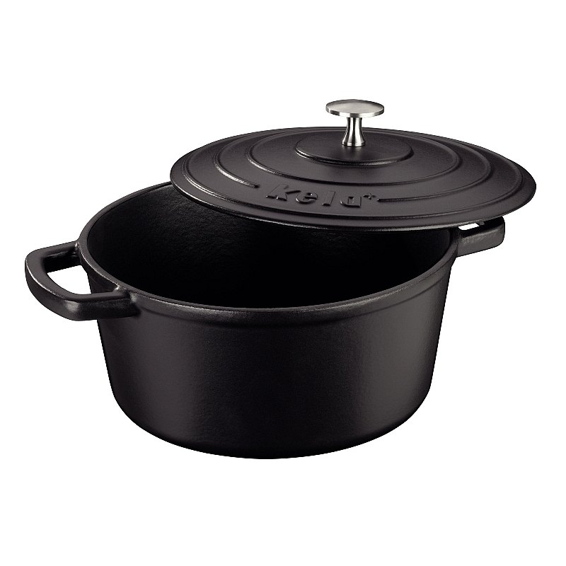 KELA Pekáč liatinový s pokrievkou CALIDO 24 cm čierna KL-12471