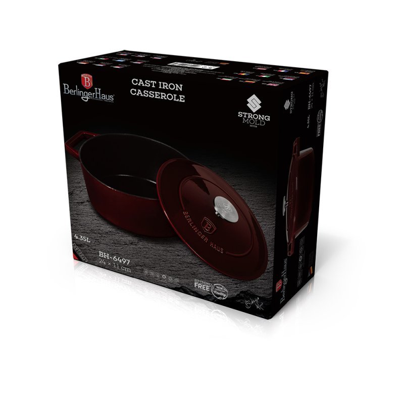 BERLINGERHAUS Pekáč liatinový s pokrievkou 24 cm Burgundy Line BH-6497