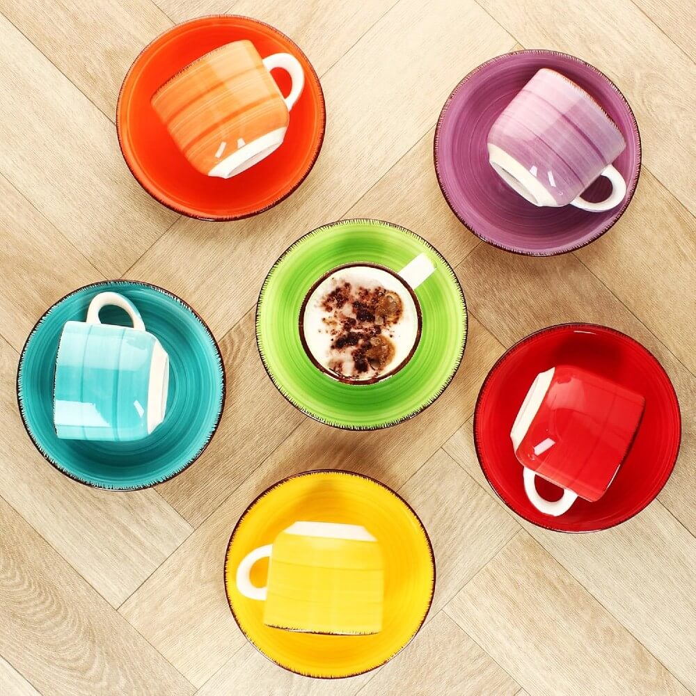 HIT Hrnky na cappuccino s podšálky sada 12 ks 250 ml COLOURS HT-24326775 - thumb (2)