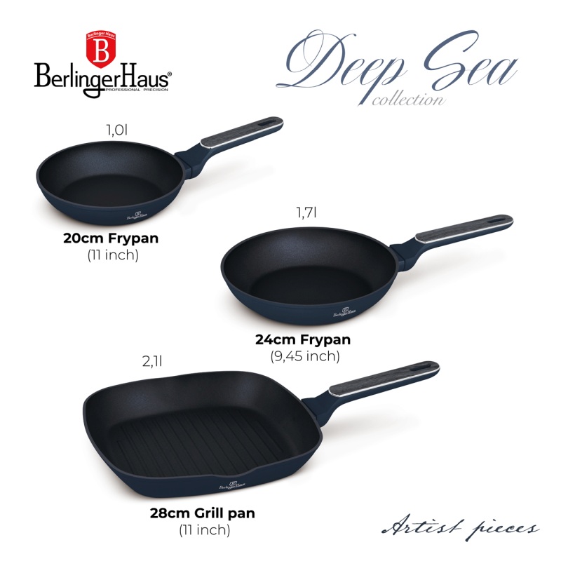 BERLINGERHAUS Sada pánví s titanovým povrchem 3 ks Deep Sea Collection BH-8380