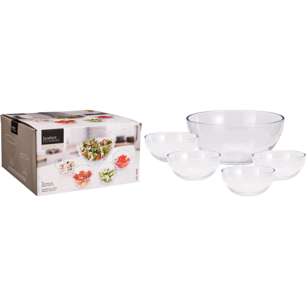 EXCELLENT HOUSEWARE Sada skleněných misek 5 ks KO-C85000540
