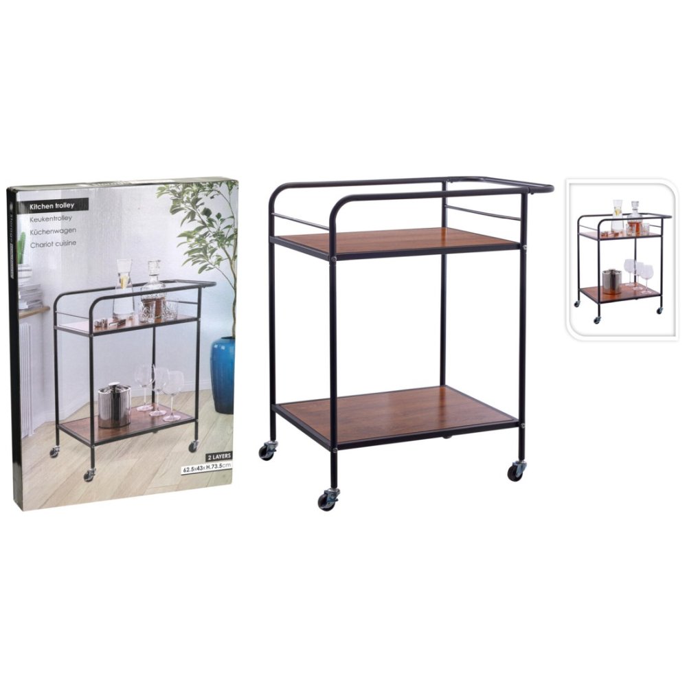 STORAGE SOLUTIONS Servírovací vozík kov, MDF 625 × 430 × 735 mm KO-C80902050
