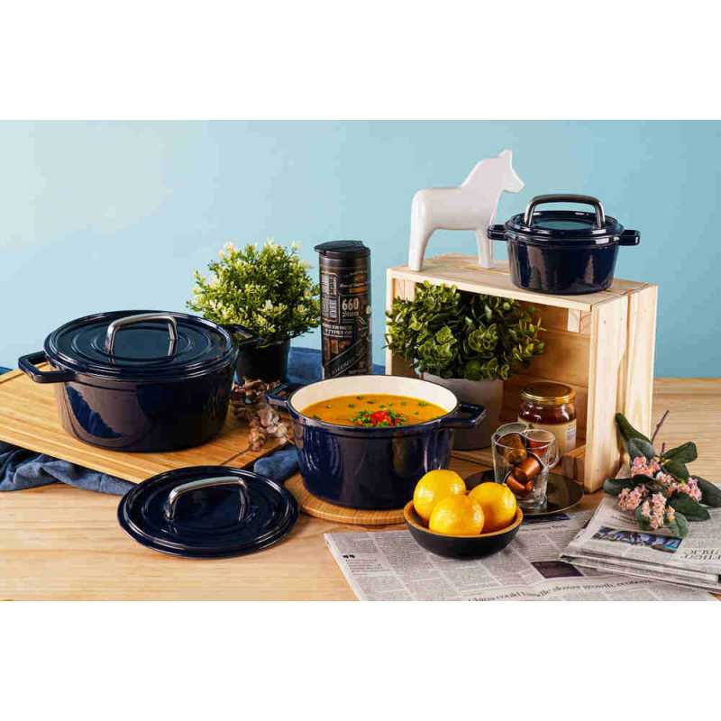 CS KOCHSYSTEME Pánev litinová se smaltovaným povrchem ALPEN 26 cm modrá CS-079673
