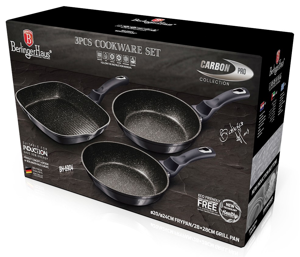 BERLINGERHAUS Sada pánví s mramorovým povrchem 3 ks Carbon PRO Line BH-6904 - thumb (8)