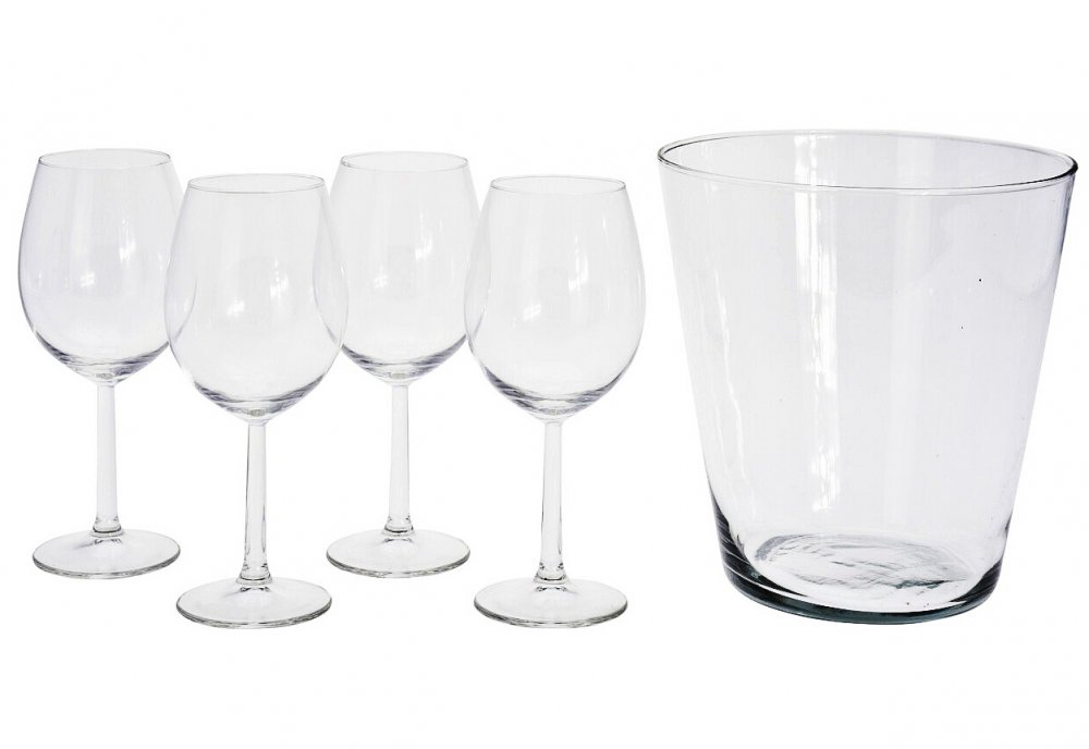 EXCELLENT HOUSEWARE Sklenice na víno + chladič sada 5 ks KO-VER000576