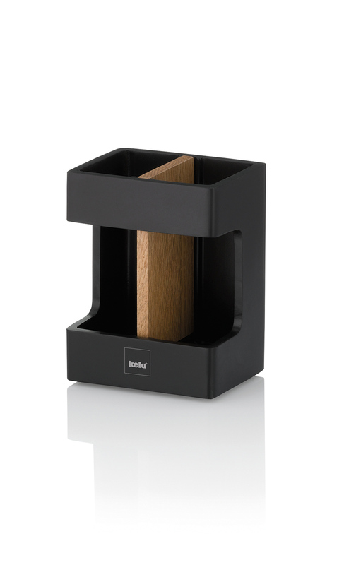 KELA Držiak na zubné kefky Cube polyresin black KL-23688