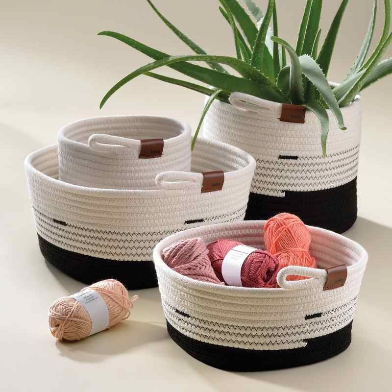 KELA Košík Hedda 32 cm zmes bavlna/polyester biela-čierna KL-24459