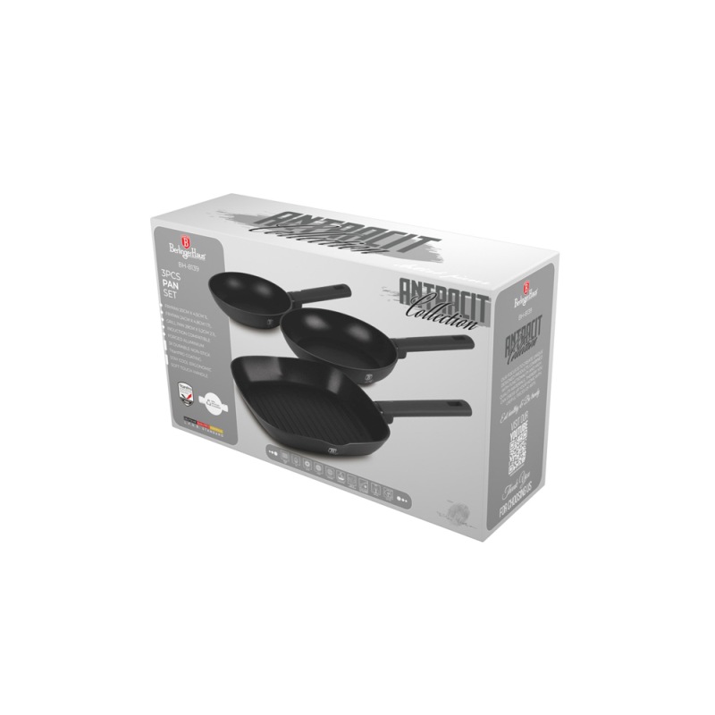 BERLINGERHAUS Sada pánví s titanovým povrchem 3 ks Antracit Collection BH-8139