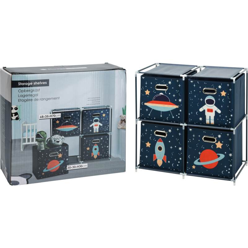 HOMESTYLING Skříňka se 4 boxy dětská vesmír KO-C80653180