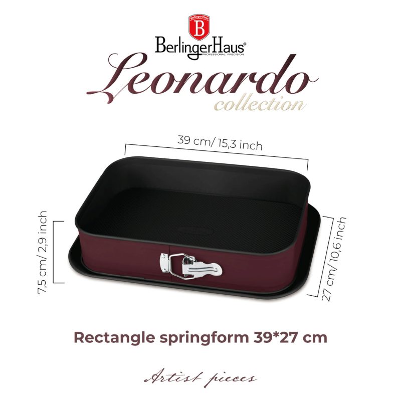 BERLINGERHAUS Forma na dort hranatá s titanovým povrchem 39x27 cm Leonardo Collection BH-7941