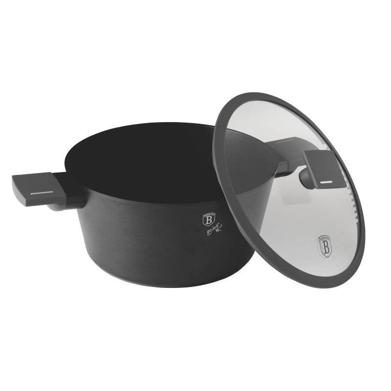 BERLINGERHAUS Kastrol s titanovým povrchem a poklicí 24 cm Antracit Collection BH-8131