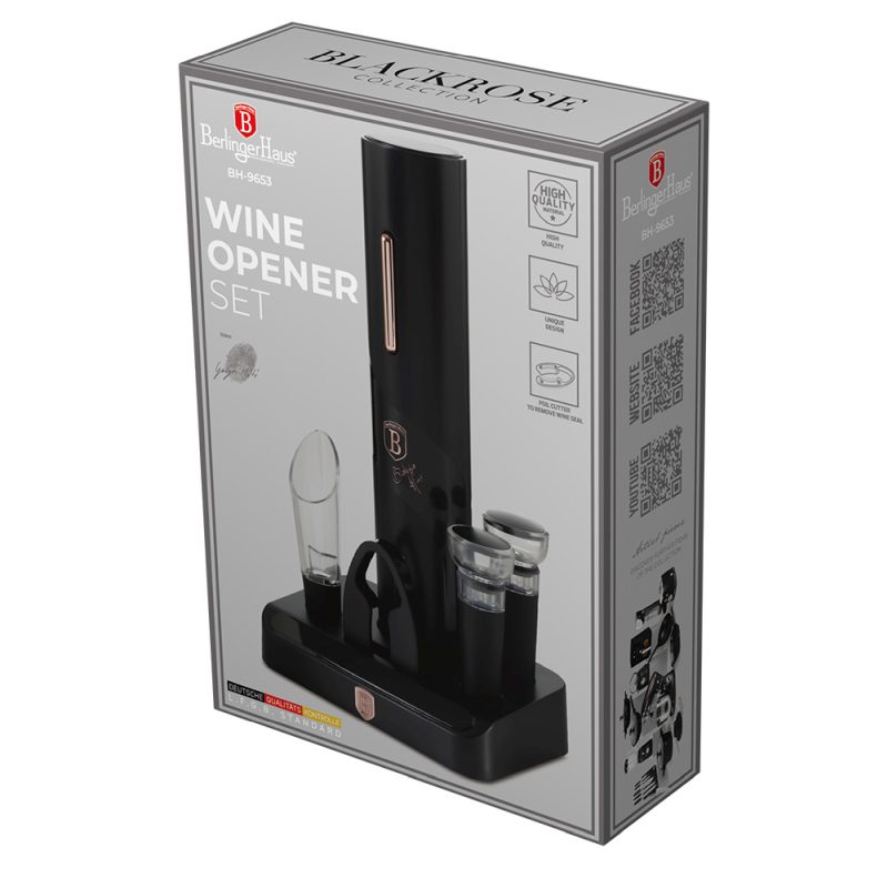 BERLINGERHAUS Dárková sada na otevírání vína 6 v 1, Black Rose collection BH-9653