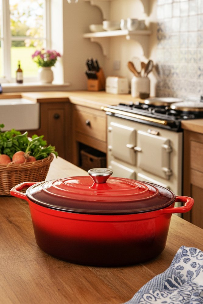 CS KOCHSYSTEME Pekáč s poklicí litinový Xanten 36 x 22 cm červený CS-070052