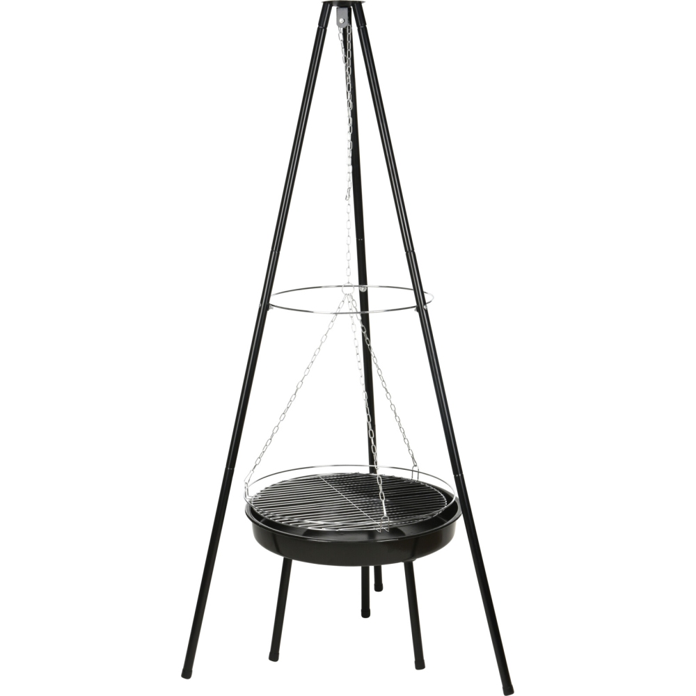 BBQ Gril na dřevěné uhlí závěsný na trojnožce pr. 48 cm KO-C83000490