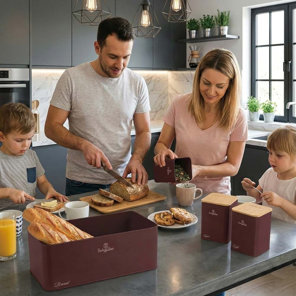 BERLINGERHAUS Chlebník a sada dóz na potraviny 4 ks Leonardo Collection BH-8900