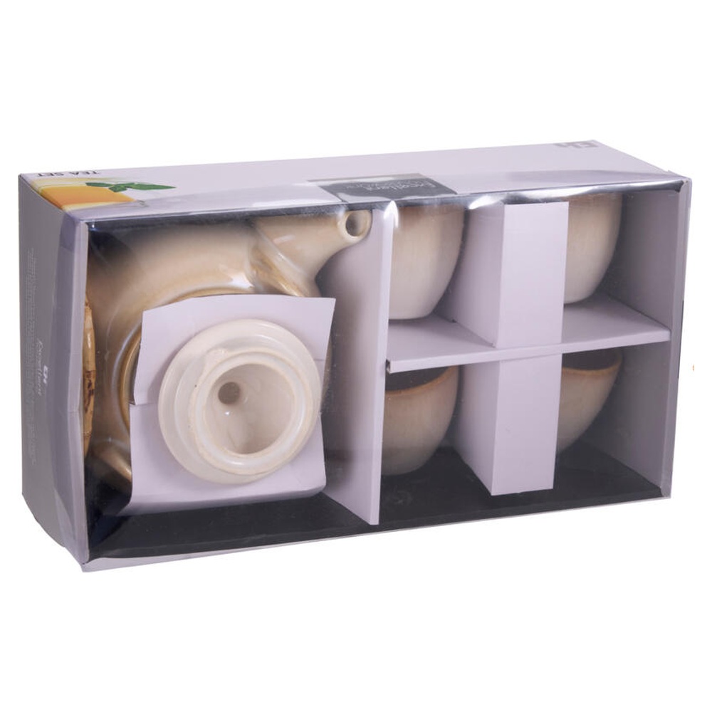 EXCELLENT HOUSEWARE Čajová souprava konvice + šálky kamenina sada 5 ks KO-Q56000300