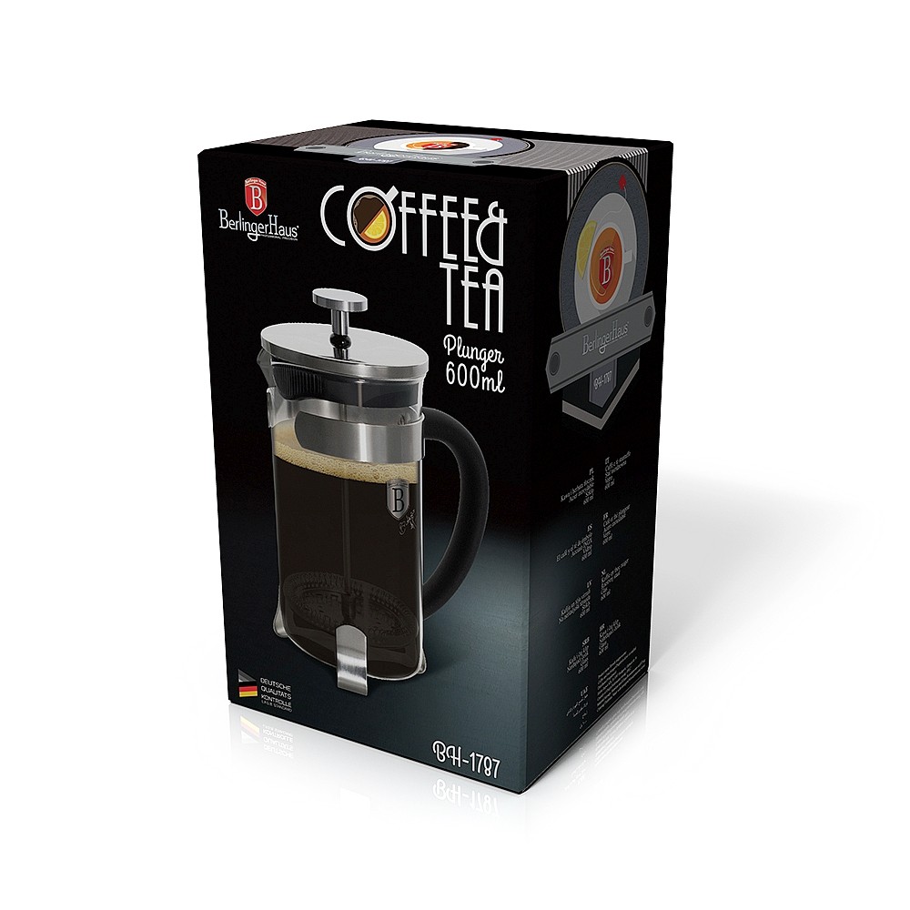 BERLINGERHAUS Konvička na čaj a kávu French Press 600 ml černá BH-1787