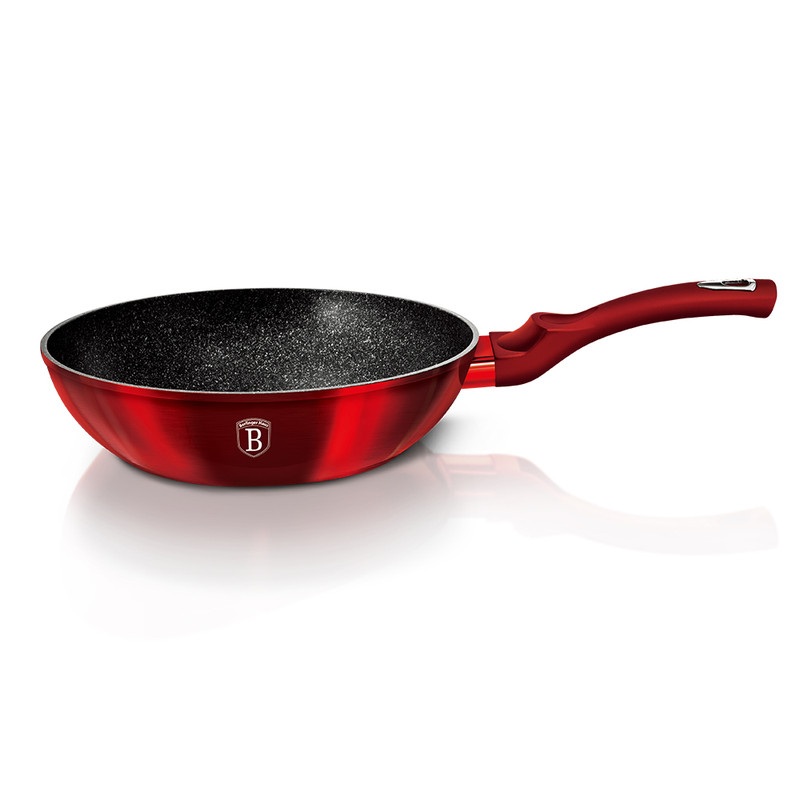 BERLINGERHAUS Panvica WOK s mramorovým povrchom 30 cm Burgundy Metallic Line BH-6166
