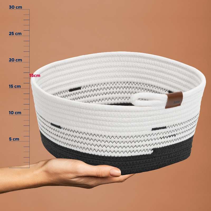 KELA Košík Hedda 32 cm zmes bavlna/polyester biela-čierna KL-24459