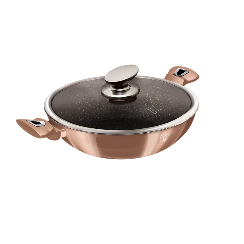 BERLINGERHAUS Pánev WOK s mramorovým povrchem 30 cm Rosegold Metallic Line BH-7100 - thumb (1)