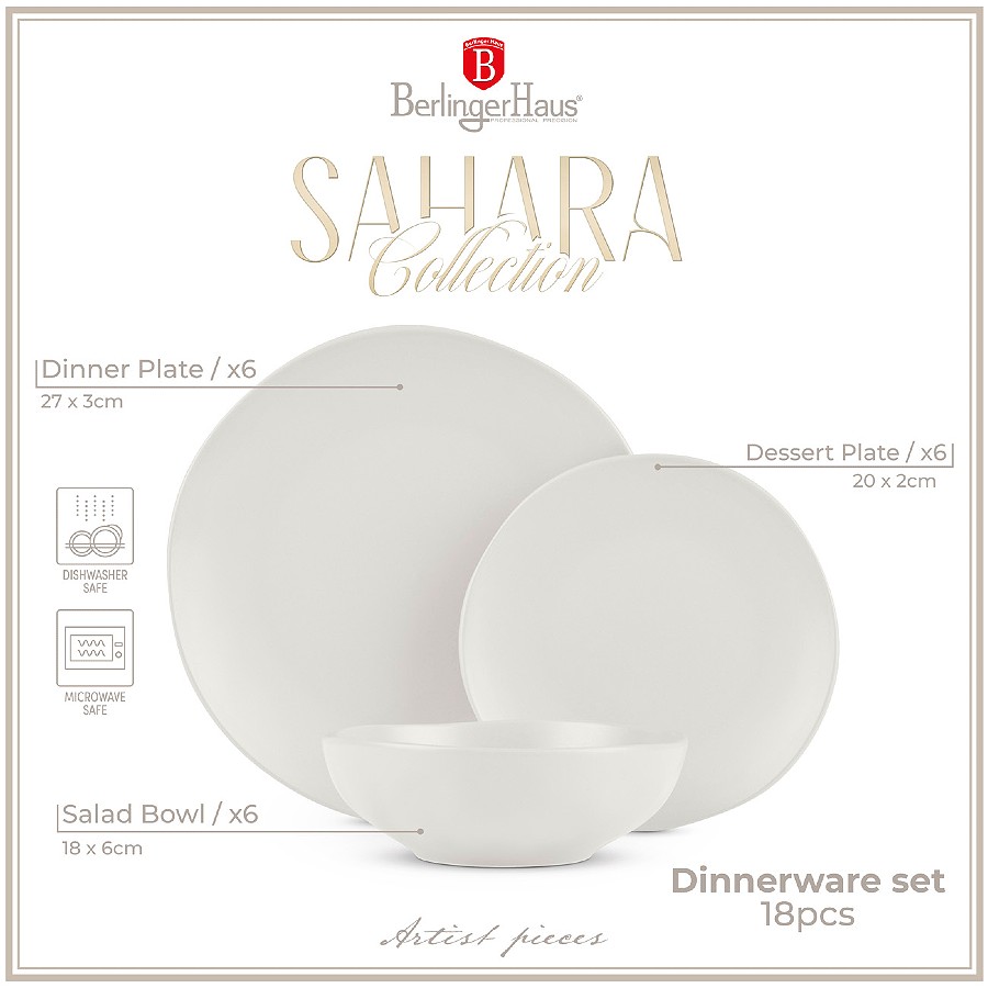 BERLINGERHAUS Jídelní sada talířů 18 ks Sahara Collection BH-10022