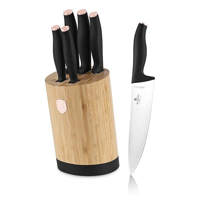BERLINGERHAUS Sada nožů se stojanem BAMBOO 6 ks nerez Black Rose Collection BH-2752
