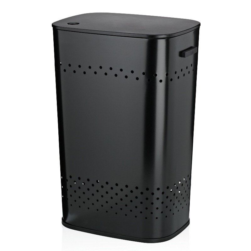 KELA Koš na prádlo sedací  Malaga kovový černý 39,5x29,5x57,5cm KL-23964