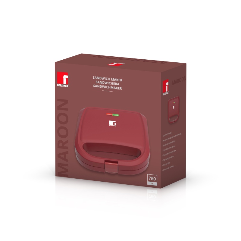 BERGNER Sendvičovač 750W MAROON BG-51043-RD - thumb (4)