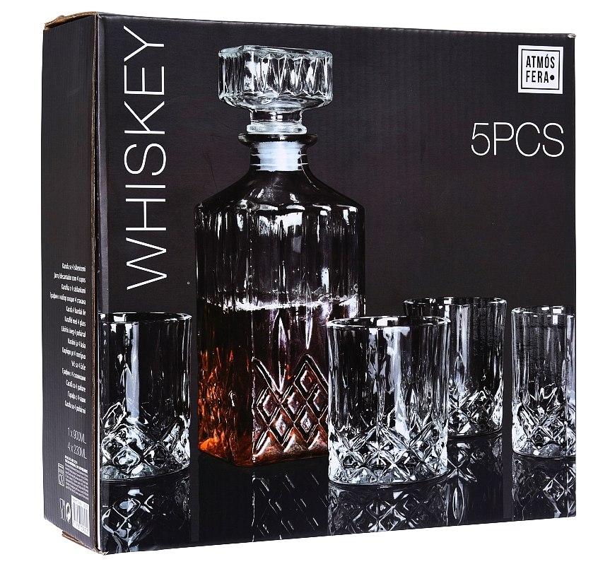EXCELLENT Whiskey set karafa + sklenice sada 5 ks křišťálové sklo, 0,9L KO-CD1003190 - thumb (4)