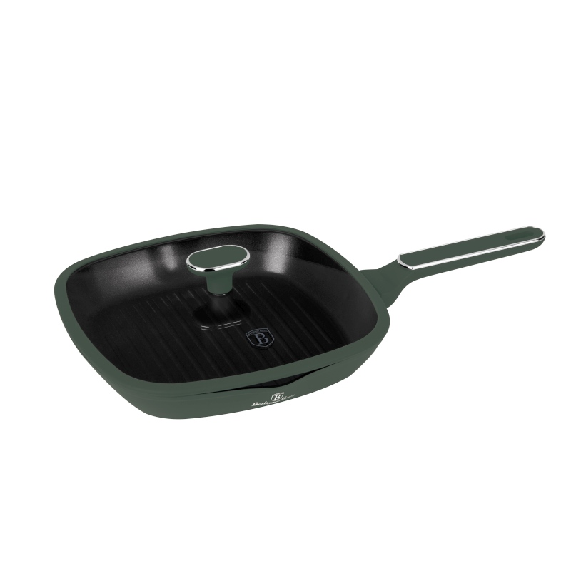 BERLINGERHAUS Pánev grilovací s titanovým povrchem a poklicí 28 cm Matte Green Collection BH-8162