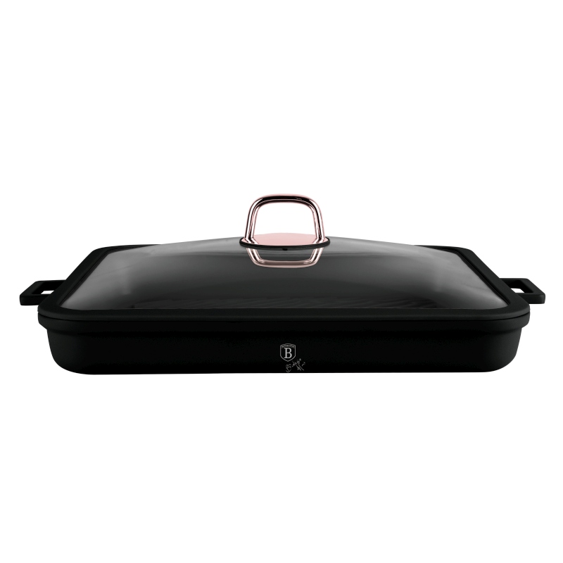 BERLINGERHAUS Pánev grilovací s titanovým povrchem a poklicí 34 cm Black Rose Collection BH-7789