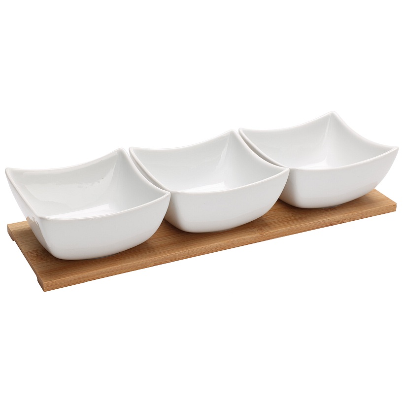 EXCELLENT HOUSEWARE Servírovací misky na dřevěném podnose sada 4 ks KO-210001440