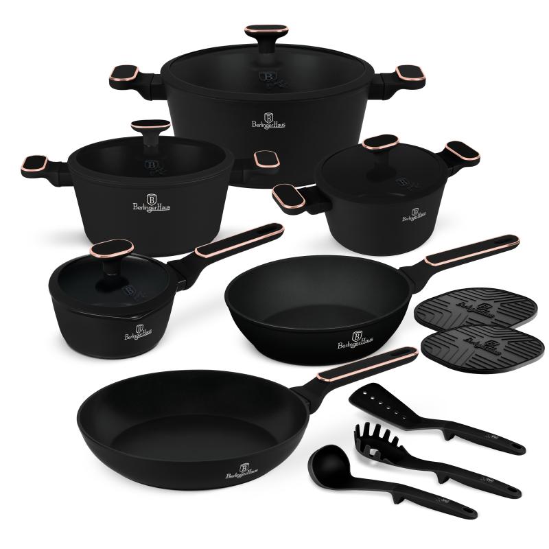 BERLINGERHAUS Sada nádobí s titanovým povrchem 15 ks Black Rose Collection BH-8363